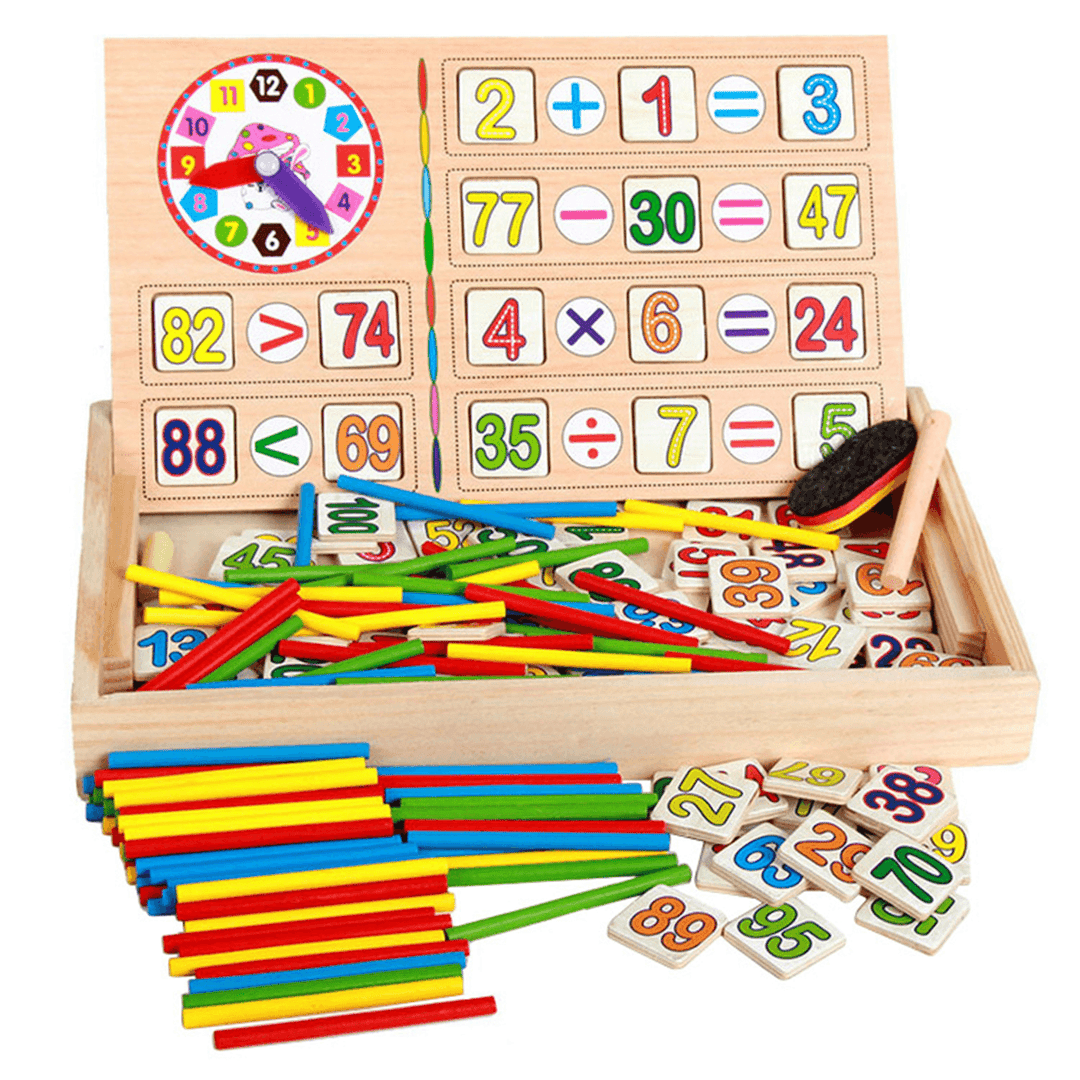 Wooden Clock Number Mathematics Toys Kids Early Learning Math Educational Toys Gift Blackboard Chalk Arithmetic Board - MRSLM