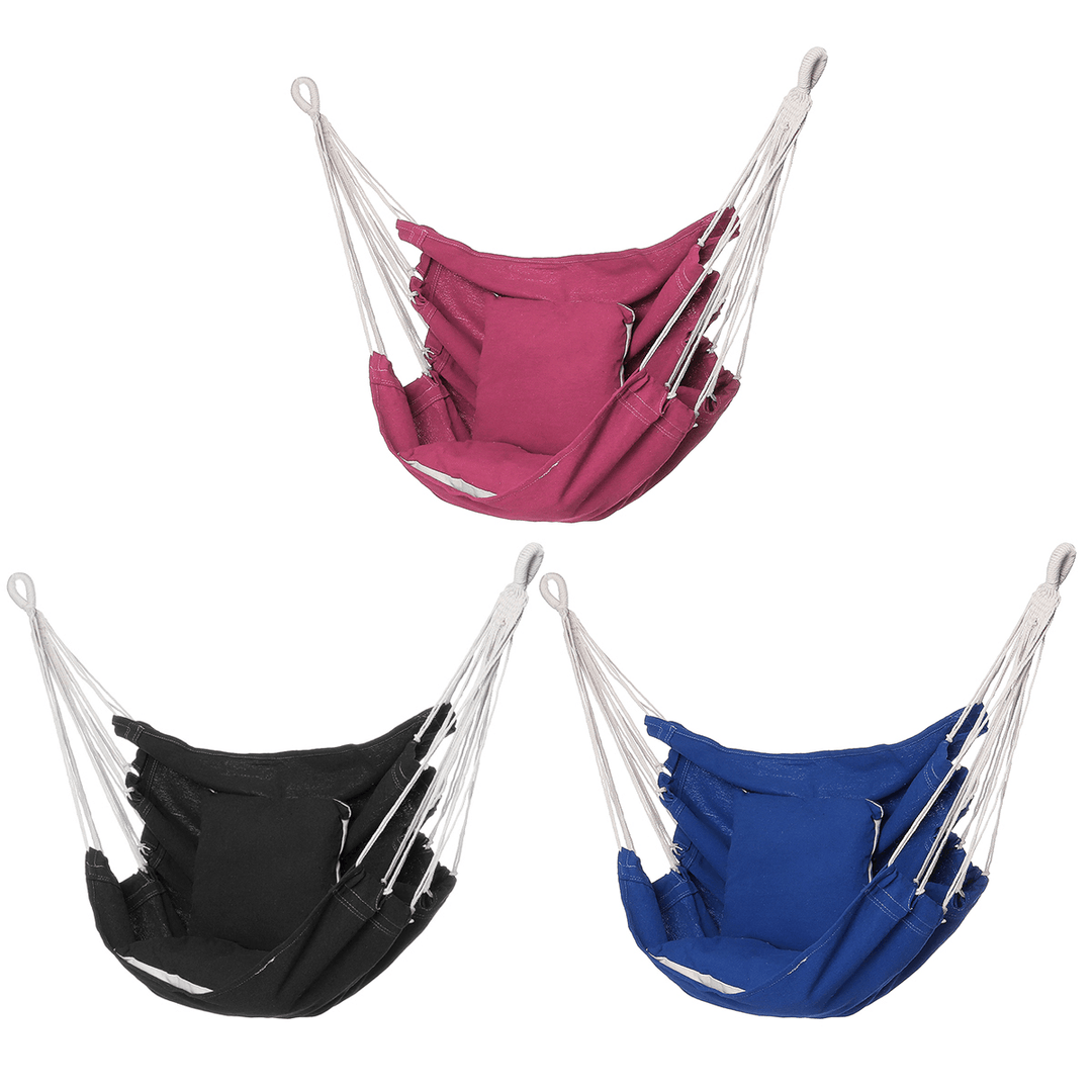 Camping Hammock Chair Swing Seat Indoor Outdoor Folding Hanging Chair with Ropes Pillow - MRSLM