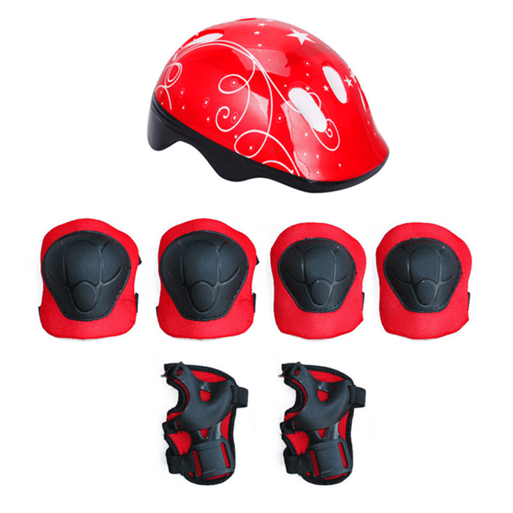 7 in 1 Kids'S Balance Bike Helmet Kits with Protect Knee Wrist Elbow Pads Roller Skating Protective Equipment for Toddlers 4-16 Years Old Children - MRSLM