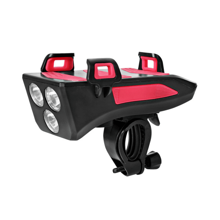 BIKIGHT Multi-Function 4 in 1 Bicycle Light USB Rechargeable LED Bike Headlight + Horn + Phone Holder + Power Bank Outdoor Cycling Lamp - MRSLM