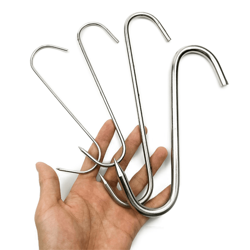 Honana 10Pcs / Lot Stainless Steel round S Shaped Hook Kitchen Beef Chicken BBQ Sticks Needle - MRSLM