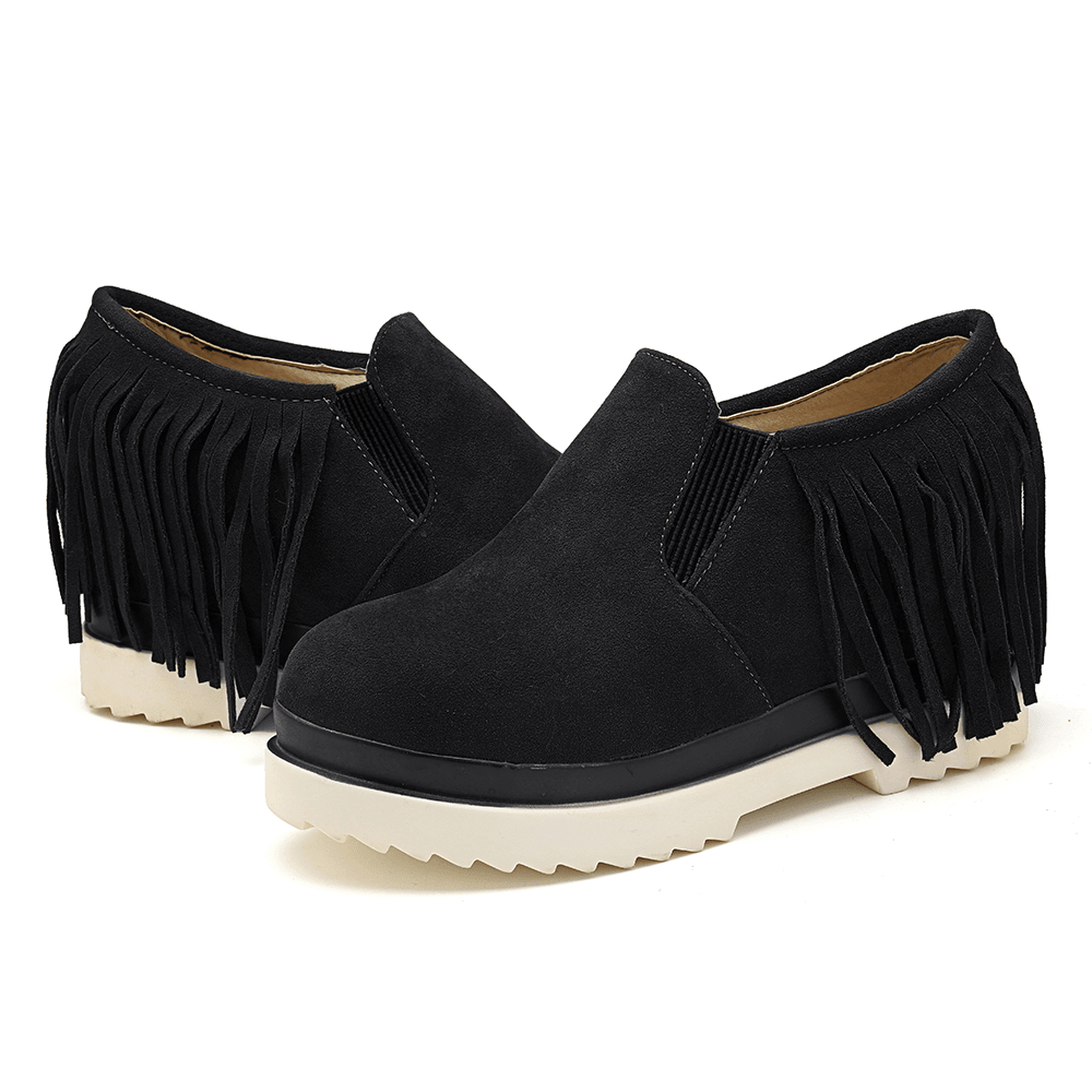 Tassel Slip on Wedges Platform Comfortable Ankle Boots - MRSLM