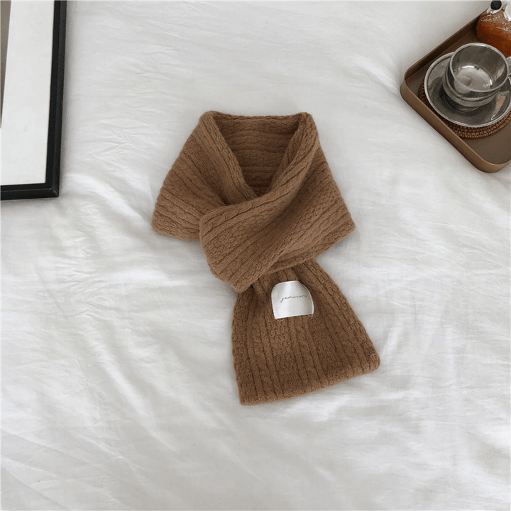 Pure Color Cashmere Knitted Thickened Cross Warm Scarf - MRSLM