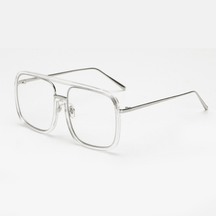 Unisex Retro Flat Mirror Square Large Frame Transparent Anti-Uv Sunglasses for Woman - MRSLM