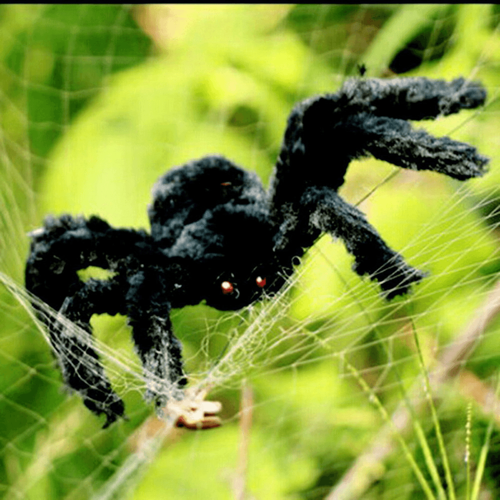 Halloween Black Plush Giant Spider Realistic Hairy Spider Haunted House Prop Halloween Party Scary Decoration - MRSLM