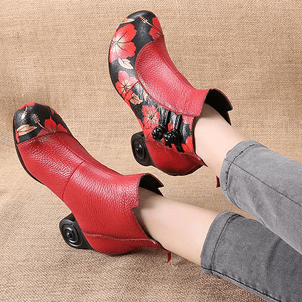 Retro Genuine Leather Butterfly Ankle Boots - MRSLM