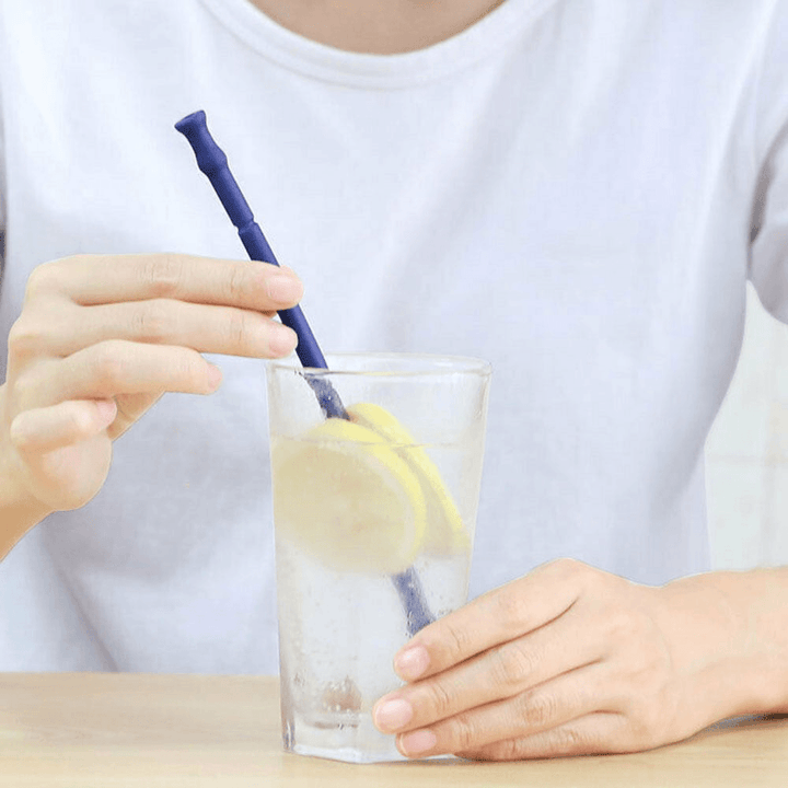 Foldable Silicone Straw Set Food-Grade Silicone Straw with Straw Brush Easy-To-Clean Straw Box Set Portable Drinkware - MRSLM