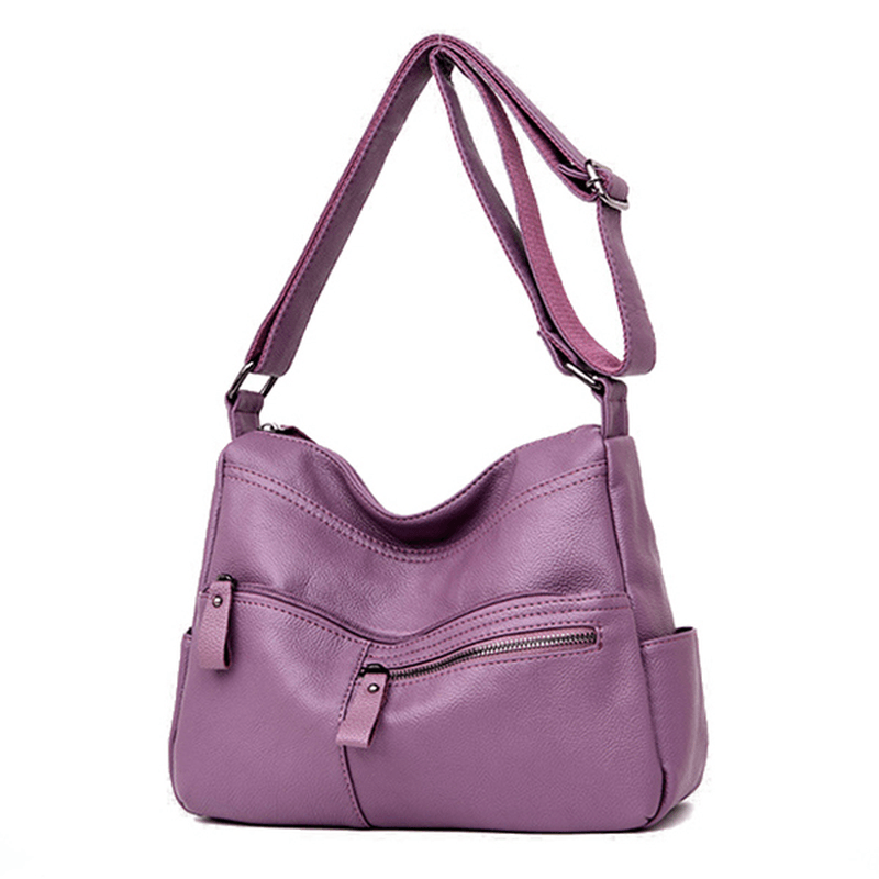 Women Faux Leather Leisure Shoulder Bag Crossbody Bag Shoulder Bag - MRSLM