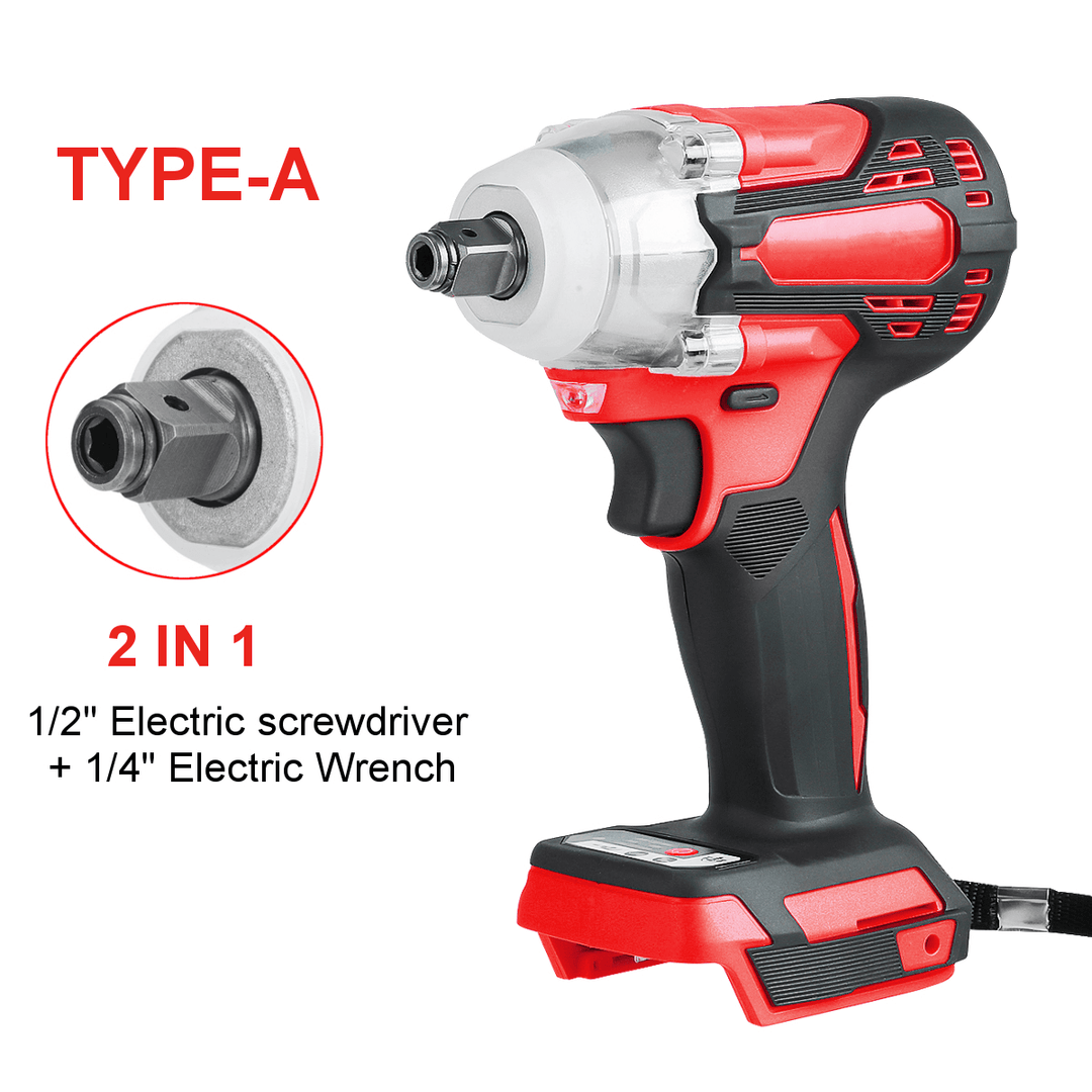 2 In1 800N.M. Li-Ion Brushless Cordless Electric 1/2" Wrench 1/4" Screwdriver Drill for Makita 18V Battery - MRSLM