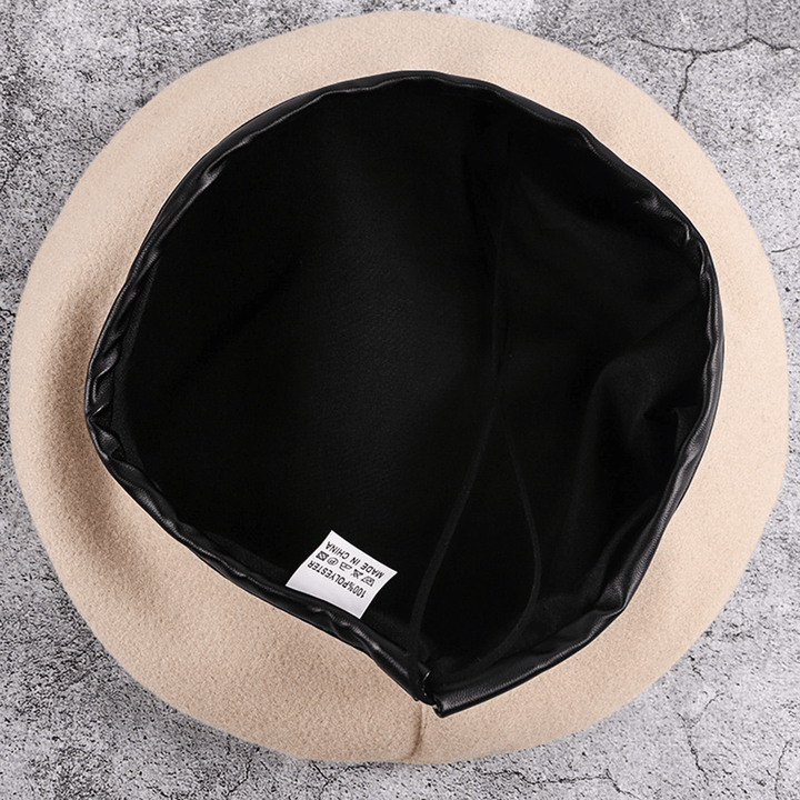 Woolen Beret Caps Wild Casual Drawstring Adjustable Painter Hat - MRSLM