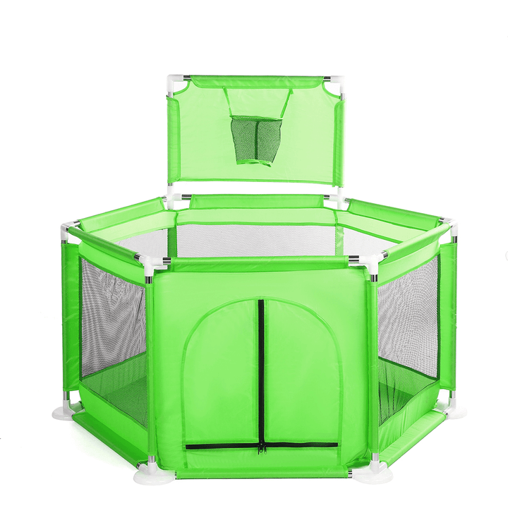 6 Sided Foldable Baby Playpen Playing House Interactive Kids Toddler Room with Safety Gate - MRSLM