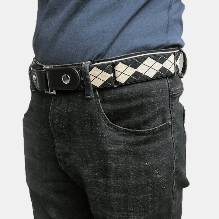 Men PU Leather Adjustable Slim Elastic Invisible Dual-Usage Wild Jeans Belt - MRSLM