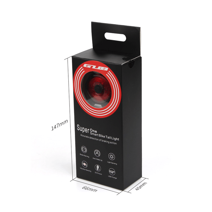 GUB 065 6-Modes USB Rechargeable Bike Light Auto Start/Stop Brake Sensing IPX6 Waterproof LED Bicycle Taillight - MRSLM