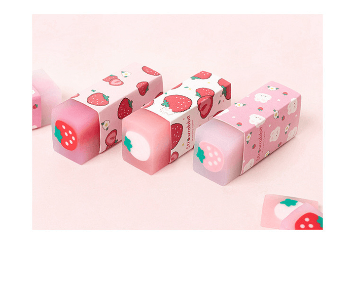 Lovely Strawberry Sandwich Eraser Portable Wipe Clean Eraser Drawing Writing Rubber Student Stationery - MRSLM