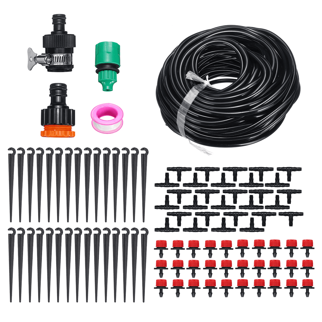 DIY 25M Drip Irrigation System Self Plant 30Pcs Dripper Watering Garden Hose - MRSLM