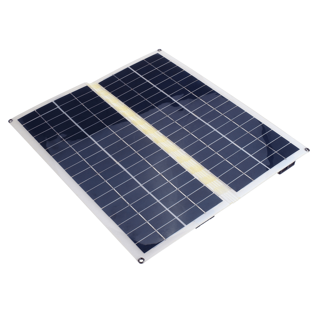 30W Dual USB+DC 12V/5V Folding Solar Power Panel System+Car Charger+Alligator Clip+Camping Light Bulb - MRSLM