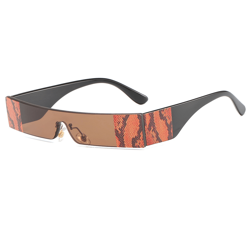 Sunglasses Personality Snake Pattern Small Frame Men'S and Women'S Sunglasses Rimless One-Piece Glasses - MRSLM