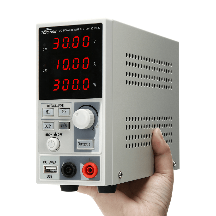 Topshak Professional 220V/110V 0-30V 0-10A 300W Programmable DC Power Supply Display Adjustable Regulated Power Supply - MRSLM