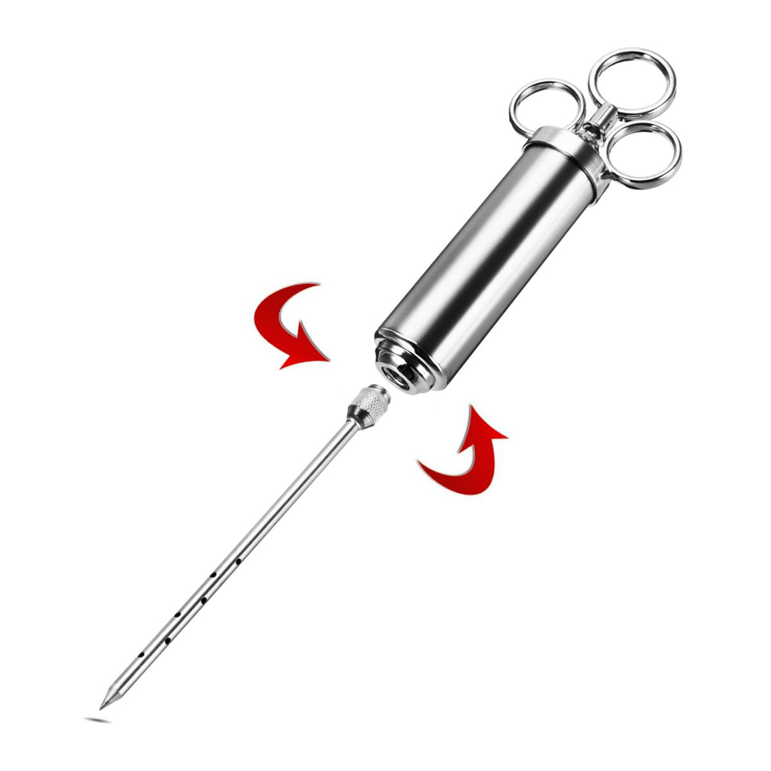 Stainless Steel Marinade Meat Flavor Injector 3 Needle Seasoning Turkey Food 2Oz - MRSLM