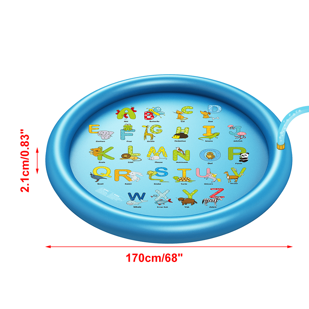 170Cm Sprinkle Play Mat Sprinkler Pad for Kids Sprinkler Pool for Children Outdoor Water Toys Learning Educational Wading Pool for Toddlers Boys Girls - MRSLM