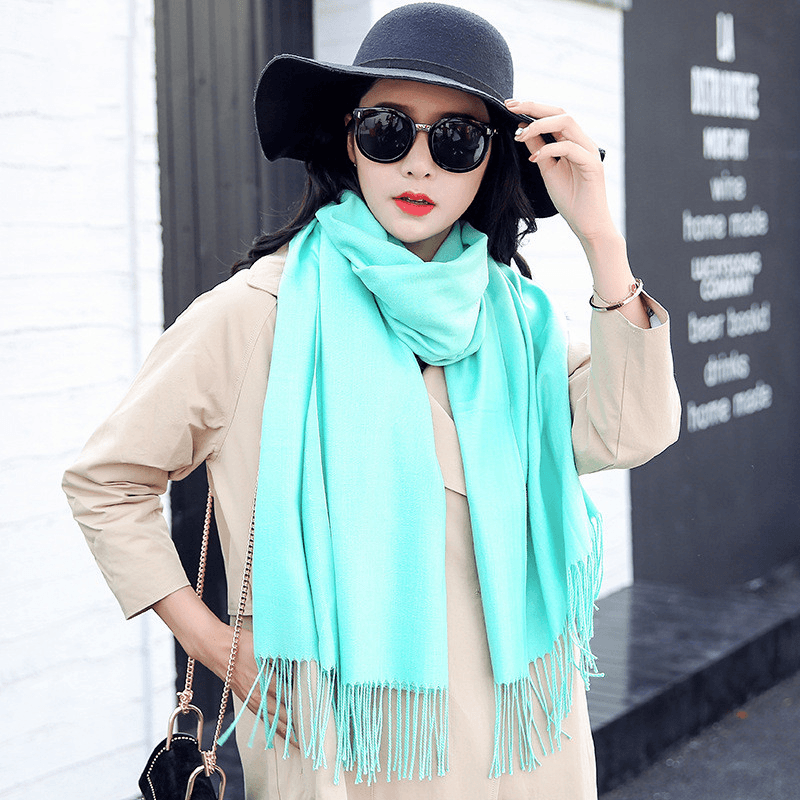 Scarf Women Autumn and Winter Tassels Thick Wild Long Style Korean Warm Shawl - MRSLM