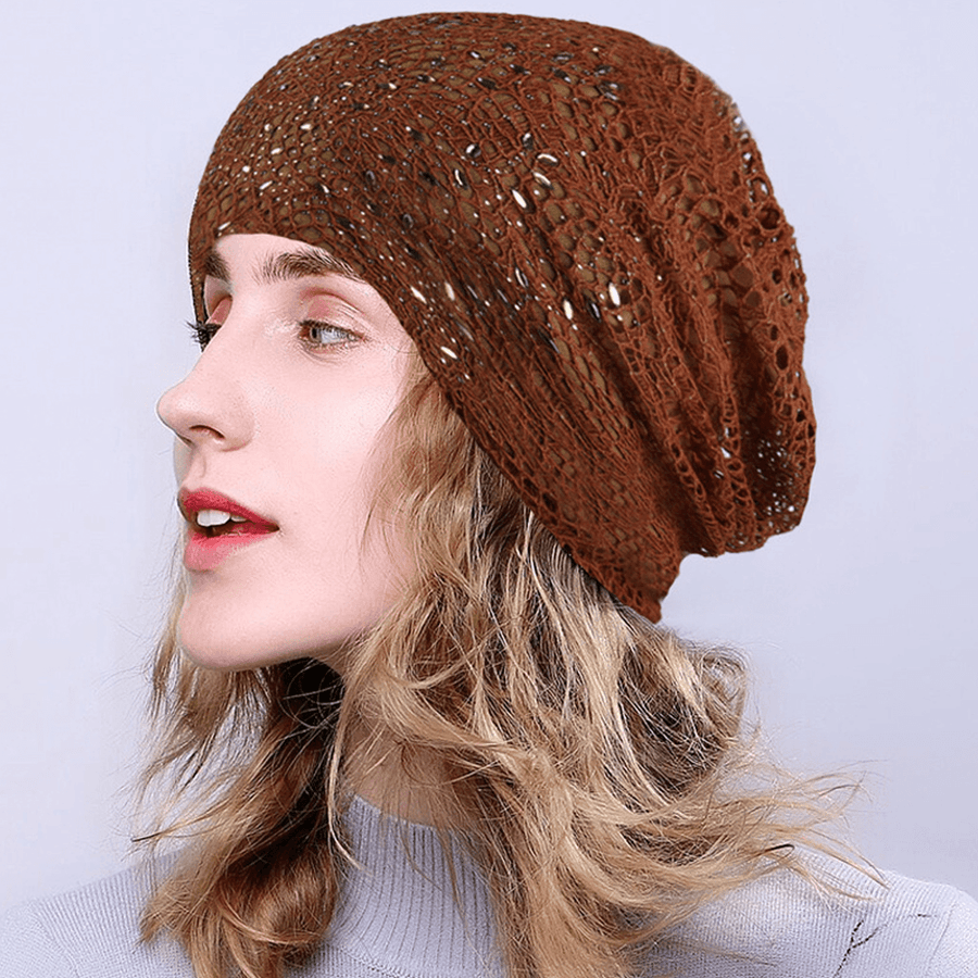 New Knitting Cutout Beanie Hat Breathable Caps - MRSLM