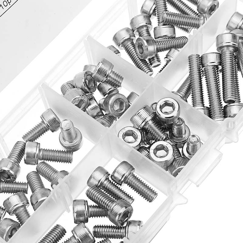 Suleve™ M5SH1 60Pcs M5 Stainless Steel 6-20Mm Hex Socket Cap Head Screw Allen Bolt Assortment Kit - MRSLM