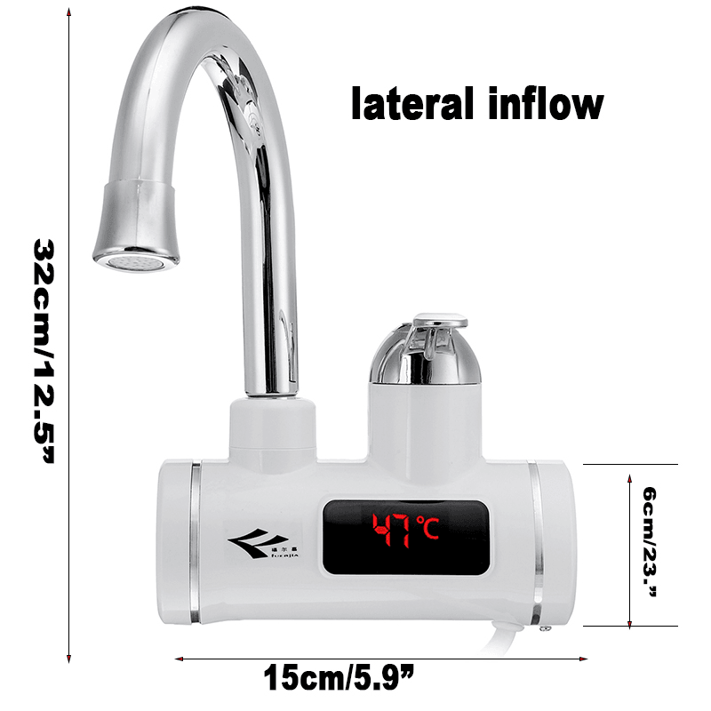 3000W Electric Heating Water Tap Temperature Display Hot Water Heater Faucet Home Bathroom - MRSLM