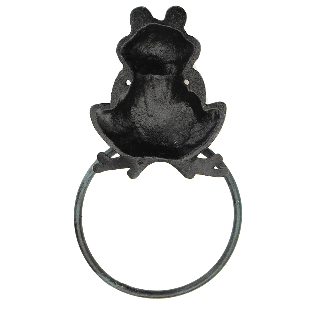 Rustic Industrial Tap Rings Rack Wrought Iron Vintage round Hanging Black Metal Towel Holder Bathroom Kitchen Hanger - MRSLM