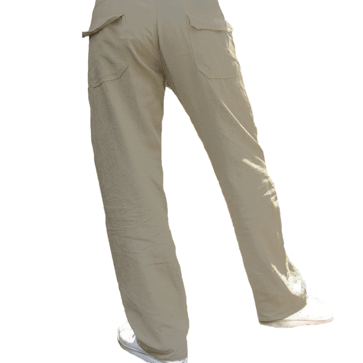 Mens Ethnic Style Cotton Comfy Breathable Straight Leg Pants - MRSLM