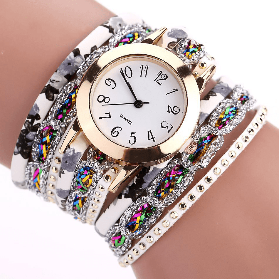 DUOYA Retro Style Women Bracelet Watch Rhinestone Quartz Watch - MRSLM