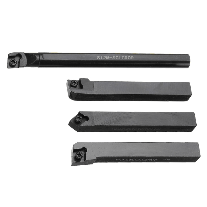 4Pcs SCLCR/L SCMCN 12Mm Lathe Boring Bar Turning Tool Holder with 10Pcs CCMT09T304 Carbide Inserts - MRSLM