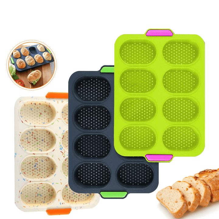 8 Cup Holes Non-Stick Cupcake Baking Pan Silicone Mold 3D French Bread DIY Kitchen Supplies - MRSLM