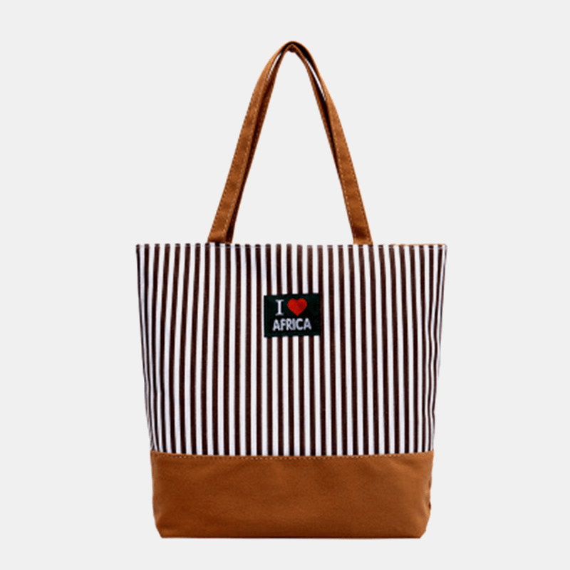 Women Striped Large Capacity Casual Tote Shoulder Bag Shopping Bag - MRSLM