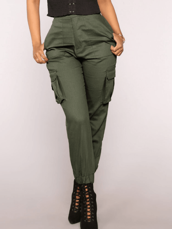 Solid Color High Elastic Waist Casual Harem Pants - MRSLM