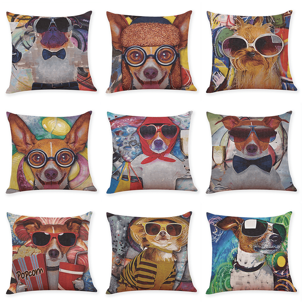 Honana BX 45X45Cm Animal Print Dog Luxury Cushion Graffi Style Throw Pillow Case Pillow Covers - MRSLM