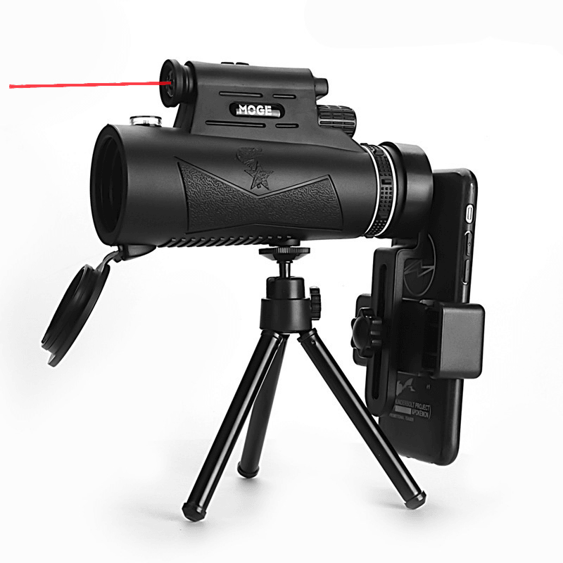 Moge 12X50 HD Telescope with Laser Flashlight Phone Adapter Tripod for Outdoor Camping Travel High Power Bird Watching - MRSLM