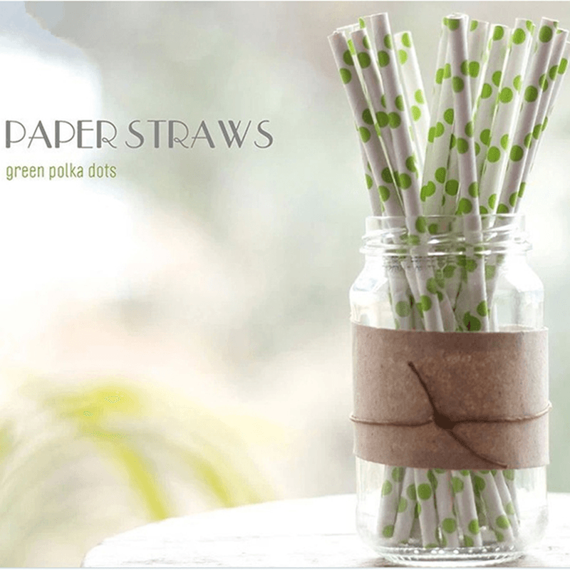 25PCS Polka Dot Colorful Paper Drinking Straws Birthday Wedding Party Supplies - MRSLM