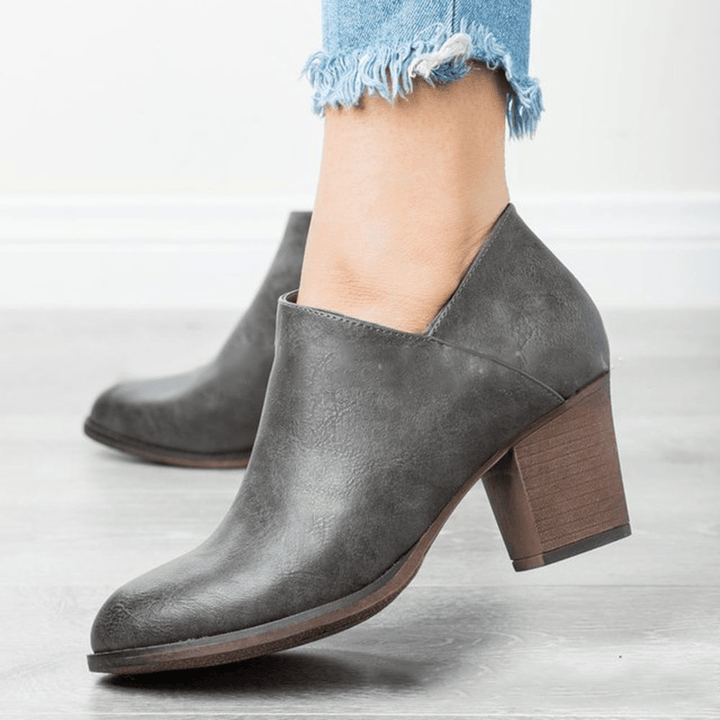 Clog High Chunky Heel Short Boots - MRSLM