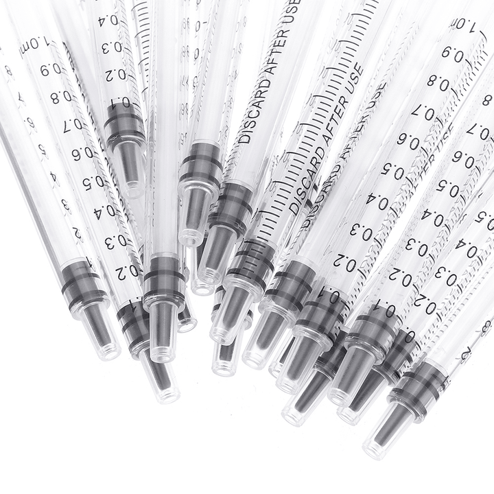 20Pcs/Set 1Ml Plastic Dispensing Syringe Injector No Needles 0.01Ml Graduation for Refilling and Measuring Liquids Industrial Glue Applicator - MRSLM