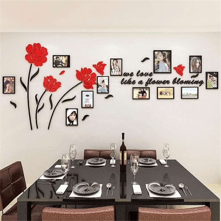 3D Acrylic Family Photo Picture Frame Wall Sticker Art Background Home Decor - MRSLM