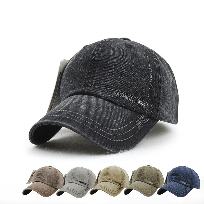 Unisex Cotton Washed Denim Baseball Cap Vintage Adjustable Golf Snapback Hat - MRSLM