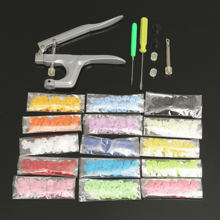 150Pcs/Set Plastic Resin T5 Fastener Snap Kam Buttons Pliers Kit DIY Crafts - MRSLM