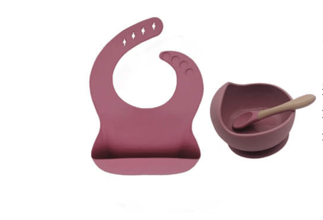 Baby Silicone Tableware Powerful Suction Cup Children'S Bowl Spoon Set Baby Silicone Saliva Pocket Baby Food Supplement Bowl - MRSLM