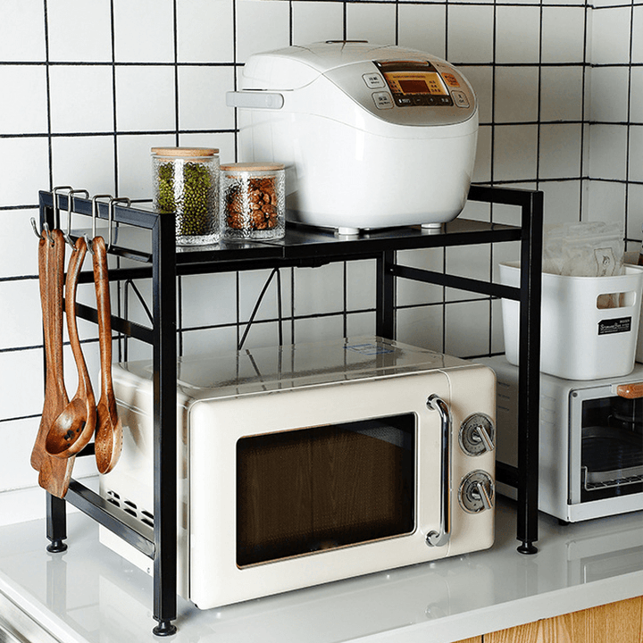 2 Layer Kitchen Microwave Oven Rack Adjustable Microwave Shelf Kitchen Storage Holder - MRSLM