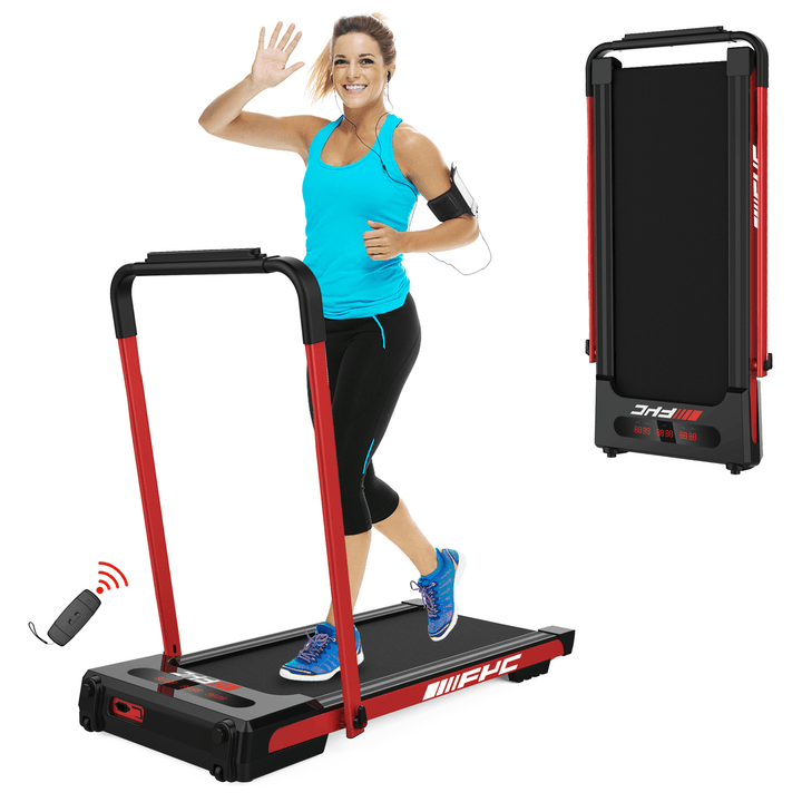 [USA Direct] FYC 2-In-1 Folding Treadmill 2.5 HP 1-12Km/H Electric Running Machine with Remote Control LED Display Walking Running Jogging for Home Office Loading 220Lbs - MRSLM