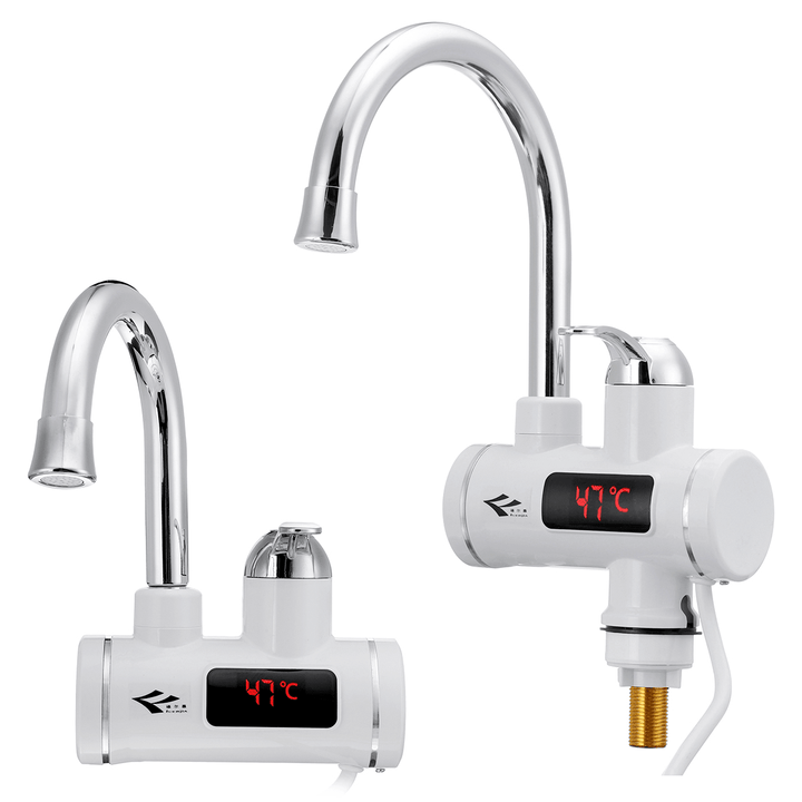 3000W Electric Heating Water Tap Temperature Display Hot Water Heater Faucet Home Bathroom - MRSLM