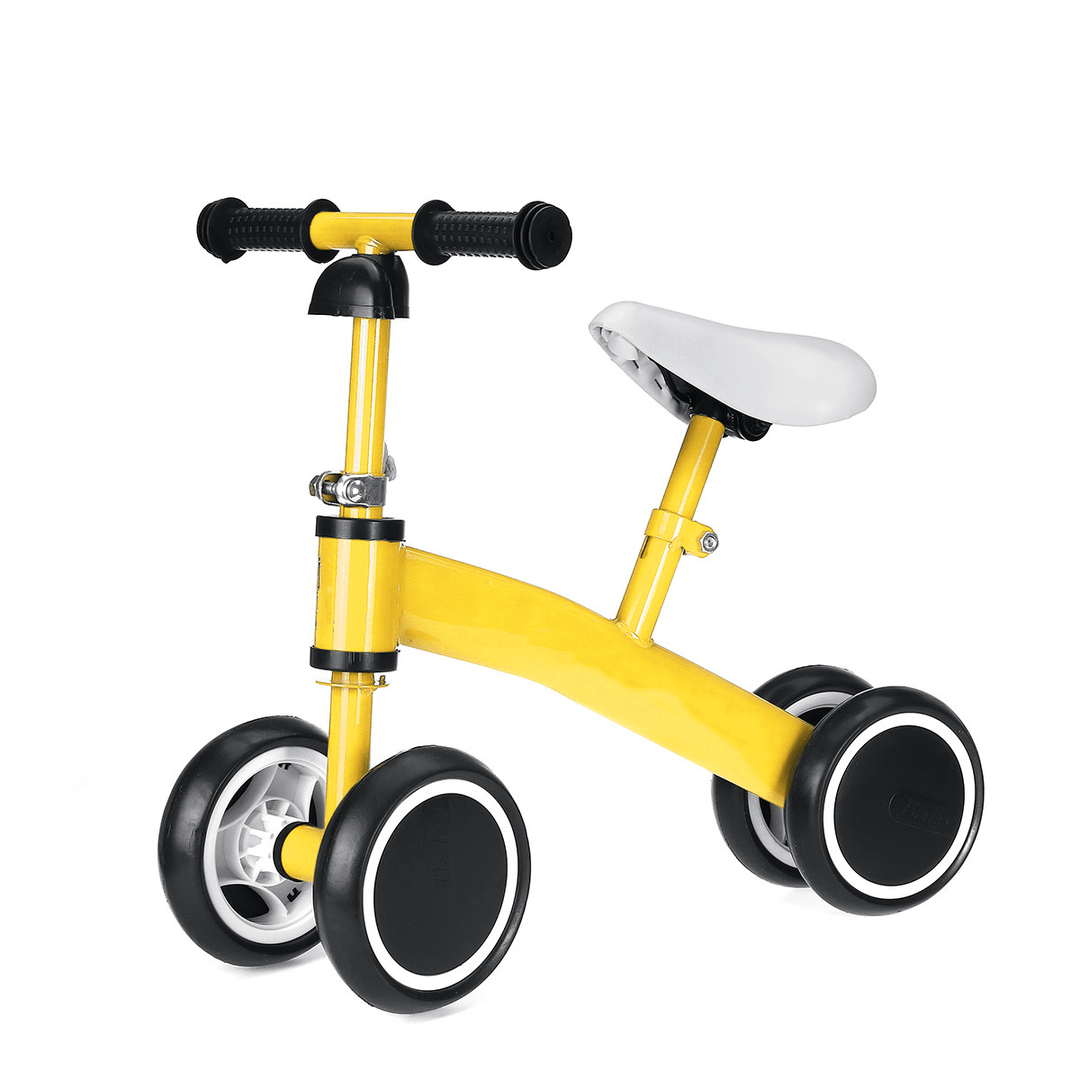 Baby Balance Bike 4 Wheels No Pedal Design Bicycle with Adjustable Seat Height Kids Training Walking Tricycle for 1-3 Years Old - MRSLM