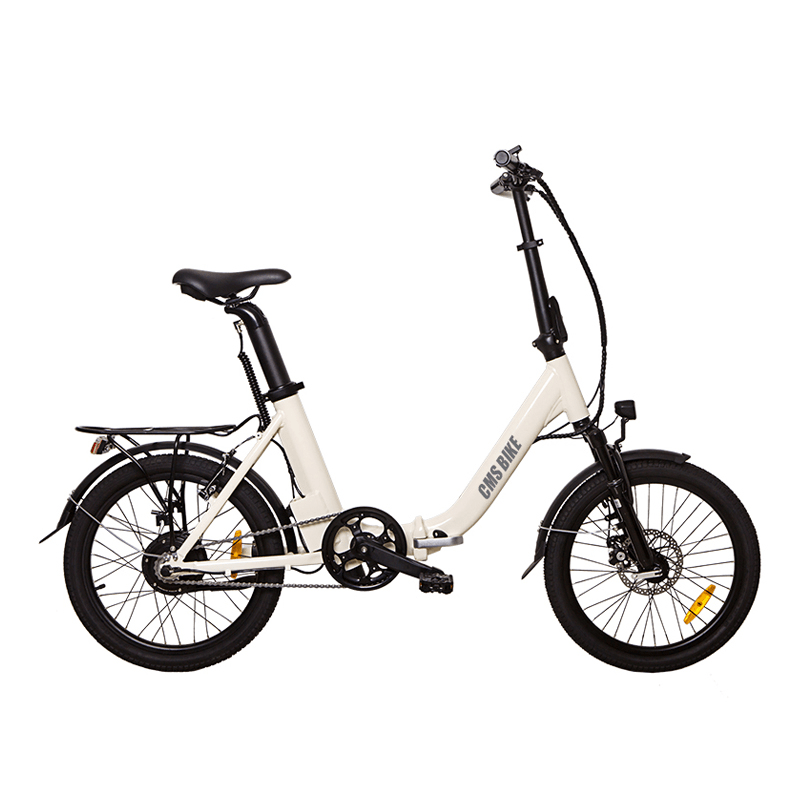 CMSBIKE CMSTD-20ZG 7.8Ah 250W White 20 Inches Folding Electric Bicycle 32Km/H 30-45Km Mileage Double Dics Brake LCD Displayer Electric Bike - MRSLM