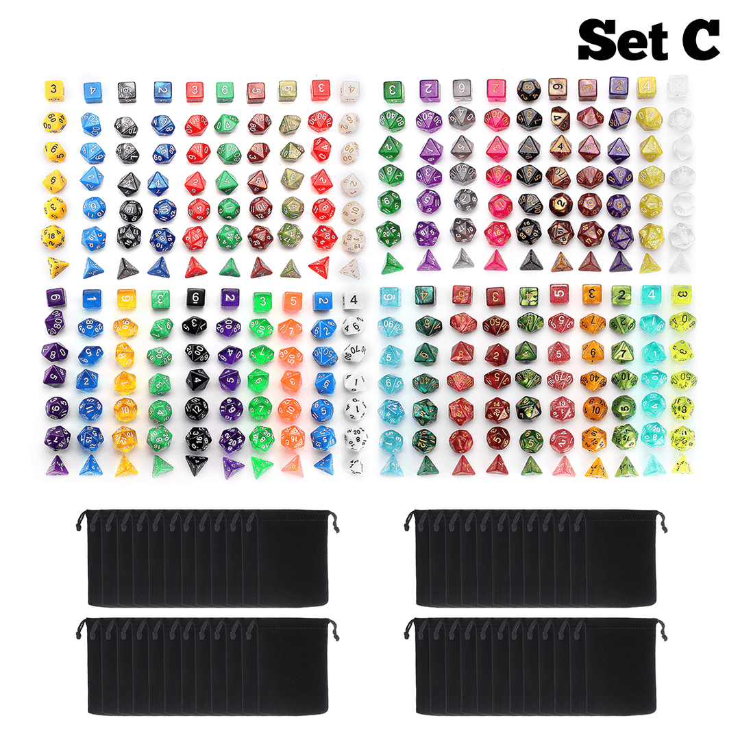 140Pcs/280Pcs Polyhedral Dices for Dungeons & Dragons Desktop Games with Storage Bags - MRSLM